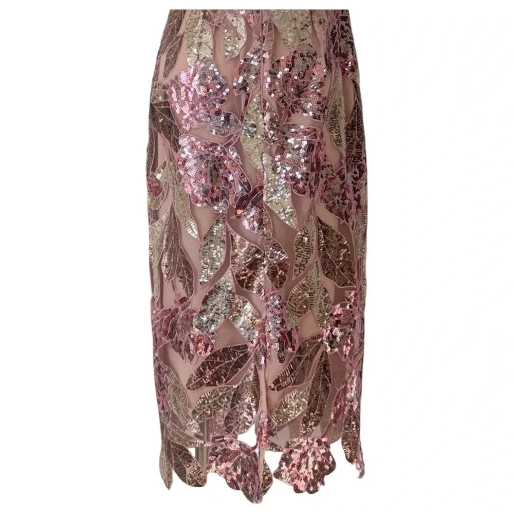 Marchesa Notte Floral Sequin Embellished Tulle Midi Dress NWT Size 16 - Picture 5 of 12